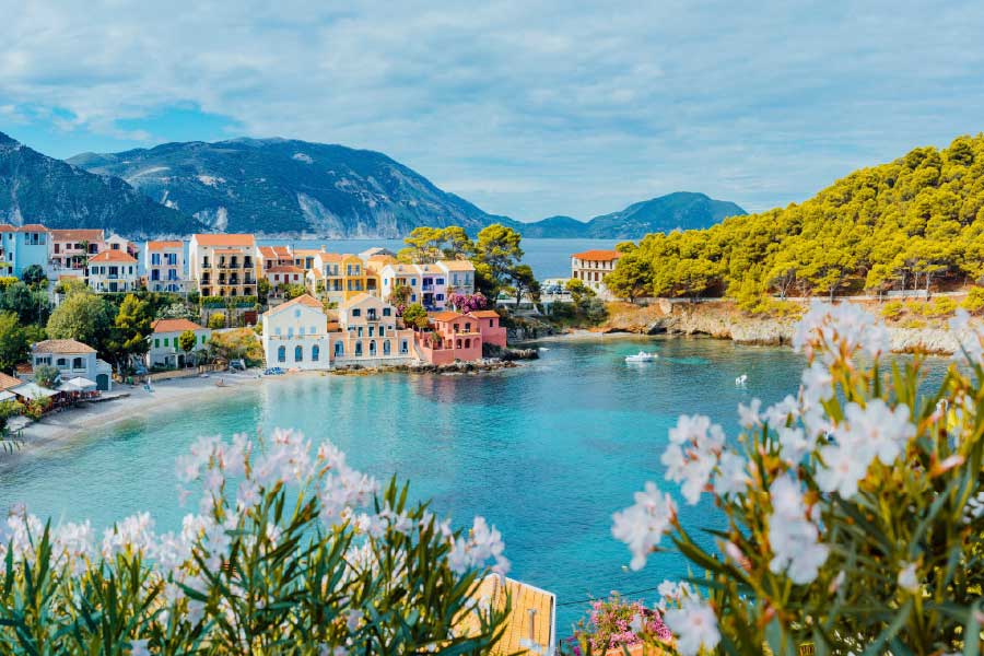 Bella Home Assos Village in Kefalonia Aerial Print Canvas Ready to hang