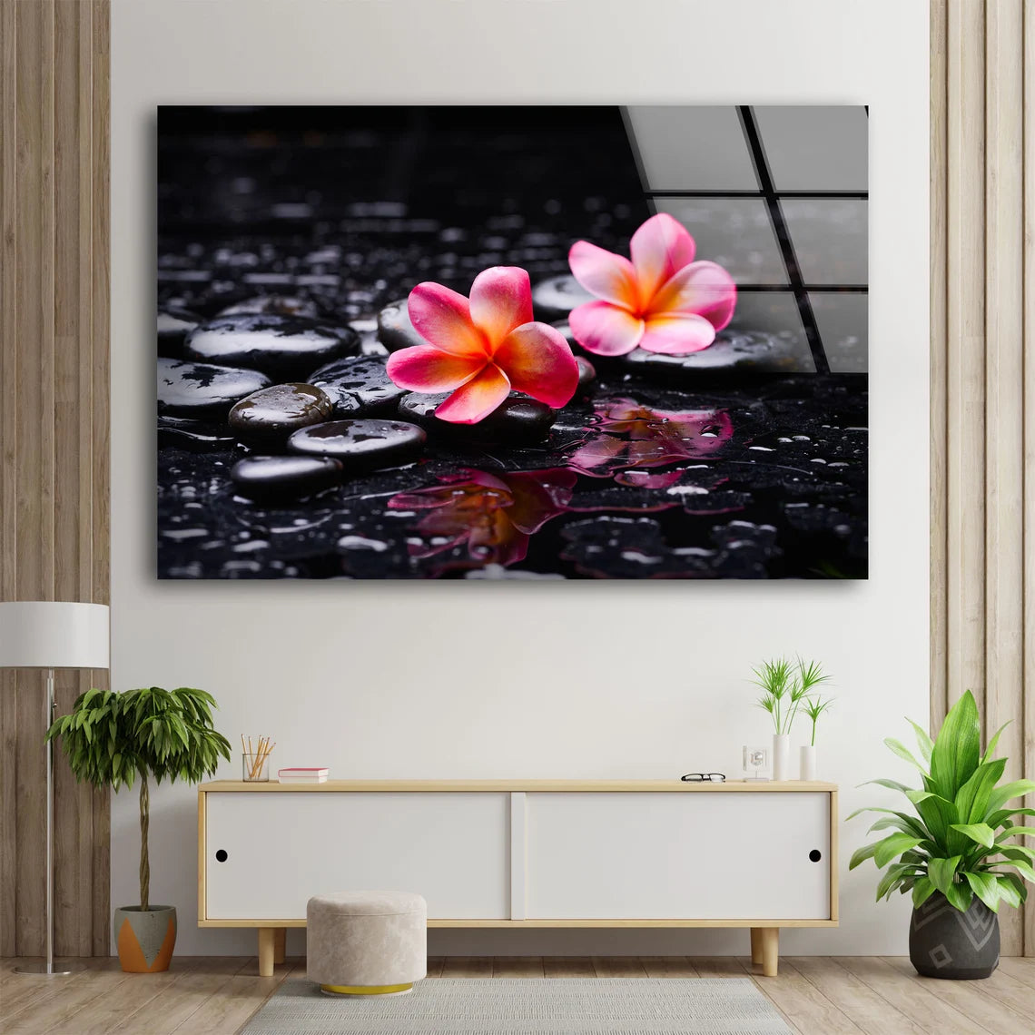 Zen Stones & Flowers Photograph Acrylic Glass Print Tempered Glass Wall Art 100% Made in Australia Ready to Hang