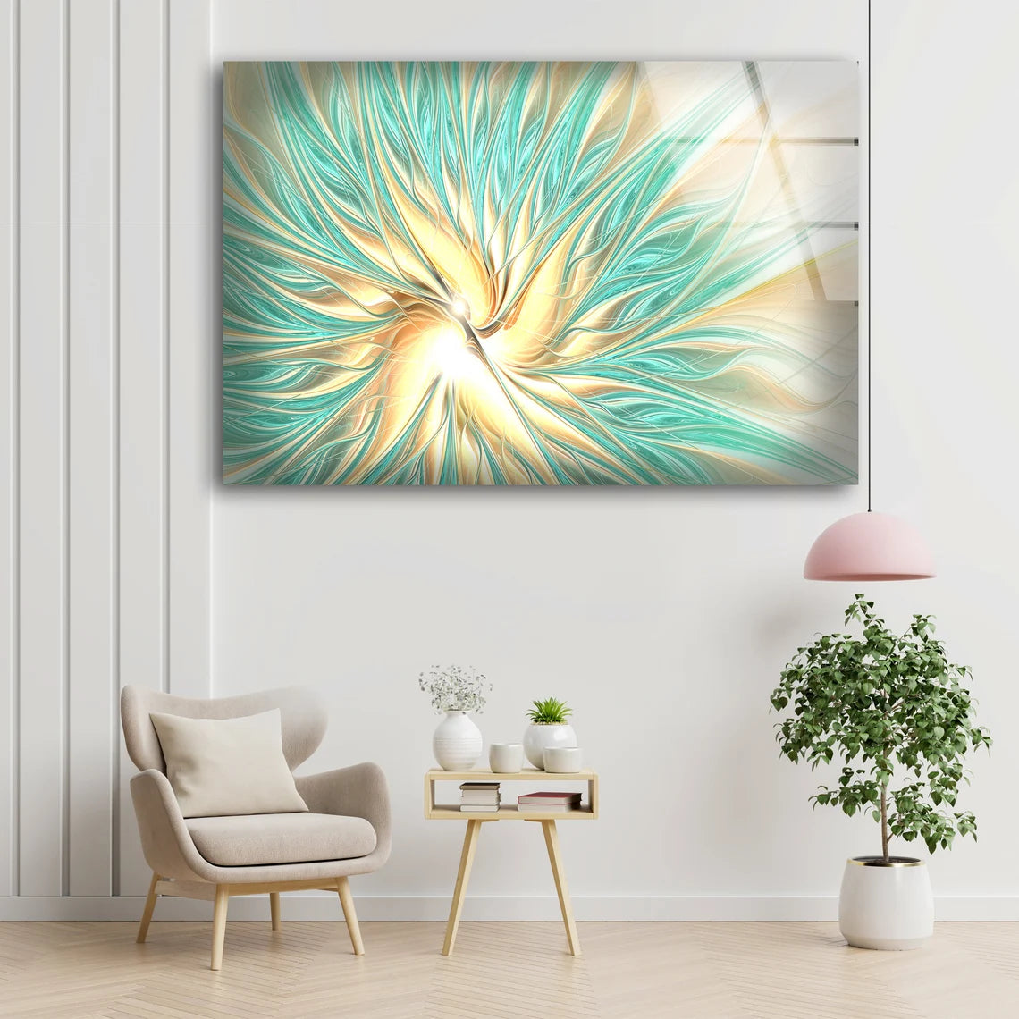 Blue & Gold Abstract Design Acrylic Glass Print Tempered Glass Wall Art 100% Made in Australia Ready to Hang