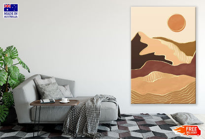 Mountain Abstract Sunset Line Art Design Print 100% Australian Made