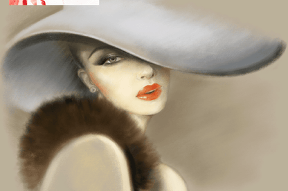 Pretty Woman with Hat Fashion Pastel Painting Print 100% Australian Made