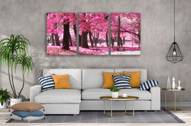 3 Set of Pink Leaves Tree Park Photograph High Quality Print 100% Australian Made Wall Canvas Ready to Hang