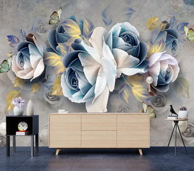 Wallpaper Murals Peel and Stick Removable 3D Floral Design High Quality