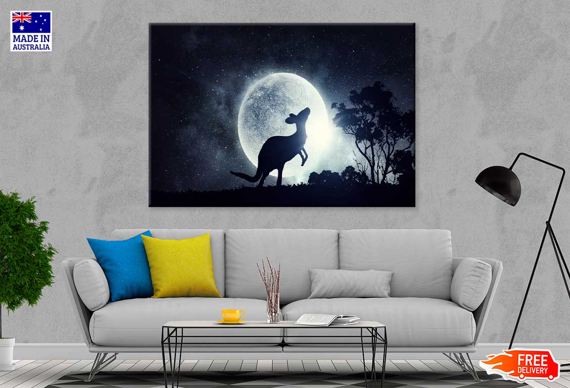 Full Moon Sky & Kangaroo View Photograph Print 100% Australian Made