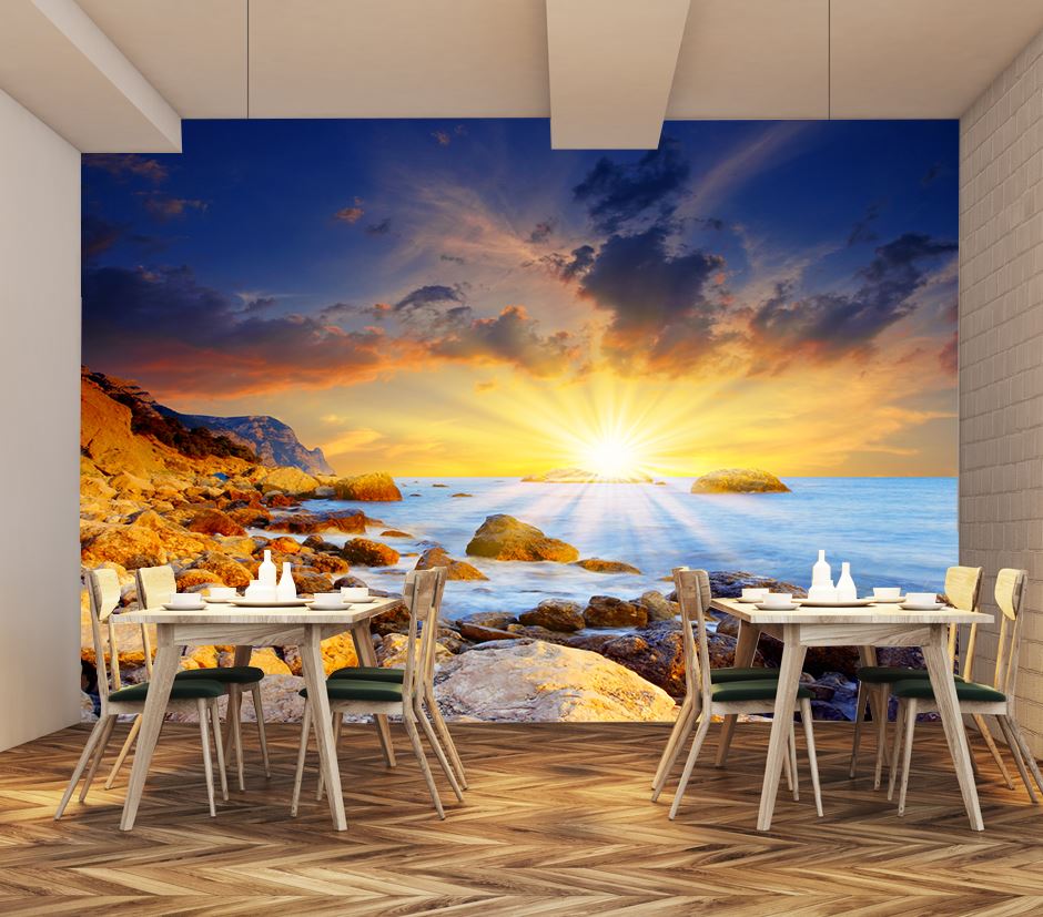 Wallpaper Murals Peel and Stick Removable Stunning Beach at Sunset High Quality