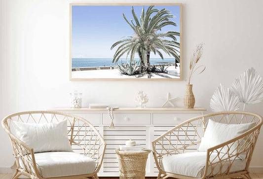 Palm Tree Near Sea Scenery View Photograph Home Decor Premium Quality Poster Print Choose Your Sizes