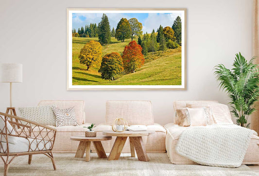 Trees on Green Mountain Hill View Photograph Home Decor Premium Quality Poster Print Choose Your Sizes