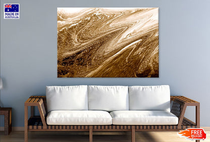 Brown Gold Fluid Abstract Design Print 100% Australian Made