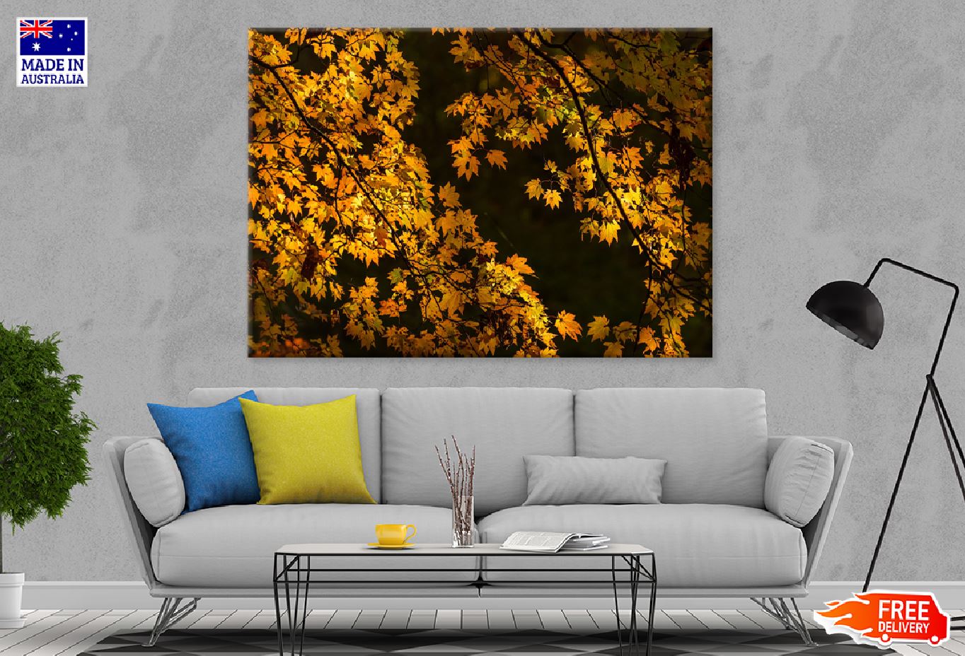 Autumn Yellow Leaves Tree View Photograph Print 100% Australian Made