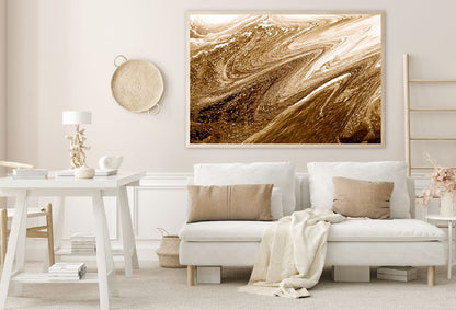 Brown Gold Fluid Abstract Design Home Decor Premium Quality Poster Print Choose Your Sizes