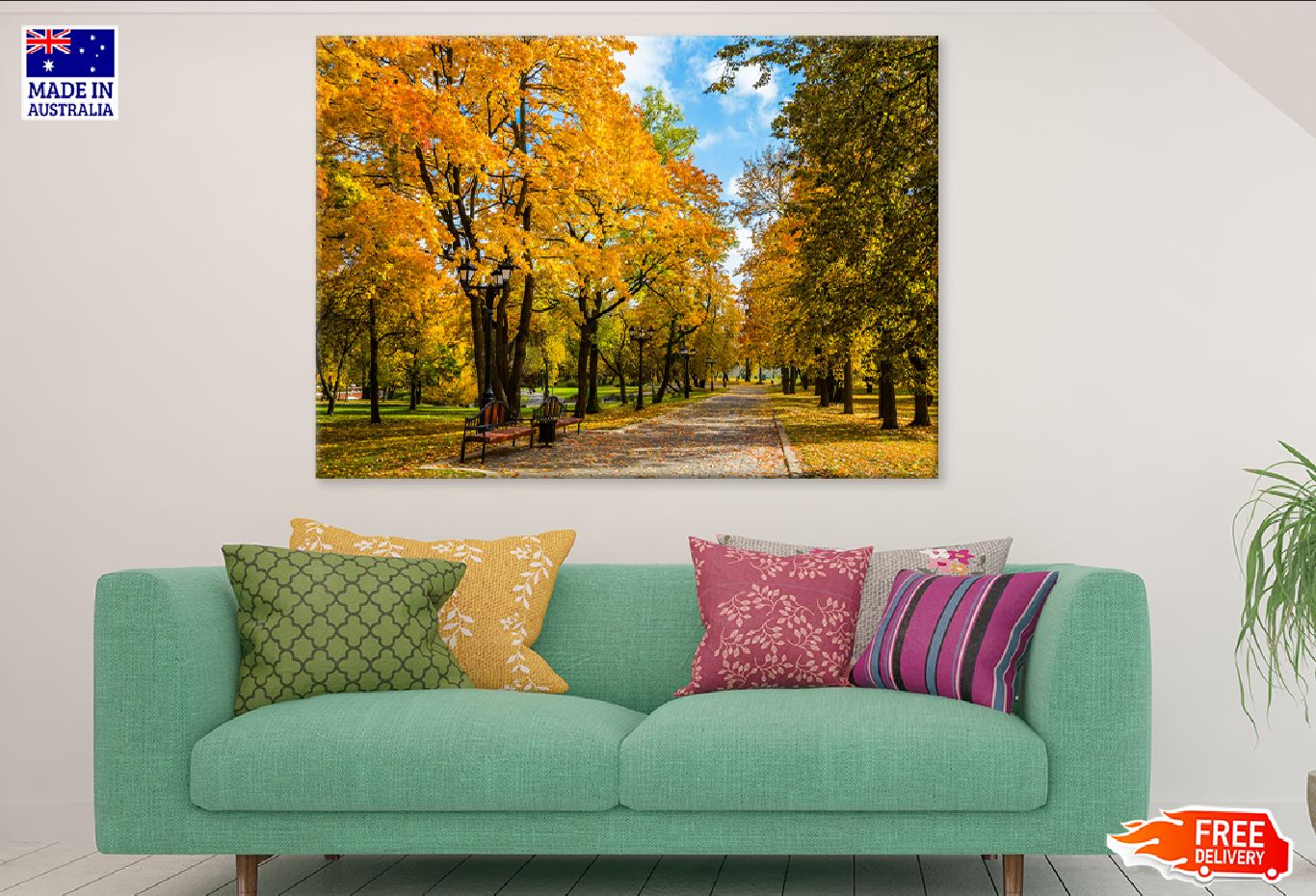 Autumn Tree Garden Pathway View Photograph Print 100% Australian Made