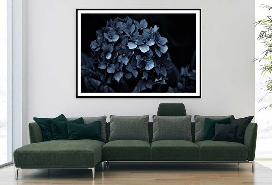 Hydrangea Flowers on Dark View Photograph Home Decor Premium Quality Poster Print Choose Your Sizes