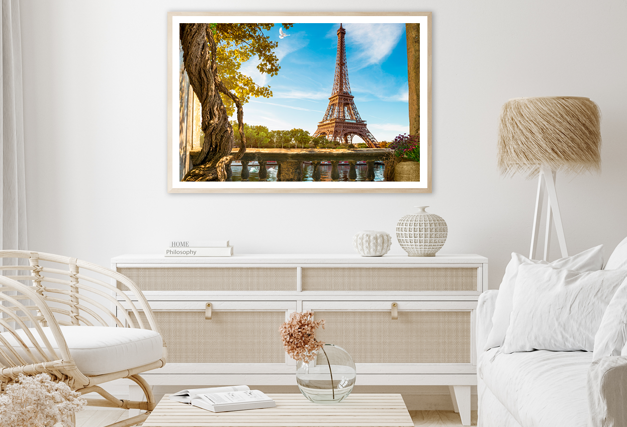 Eiffel Tower & Lake Balcony View Photograph Home Decor Premium Quality Poster Print Choose Your Sizes