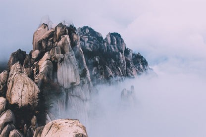 Foggy on Top of Mountain Scenery Photograph Home Decor Premium Quality Poster Print Choose Your Sizes