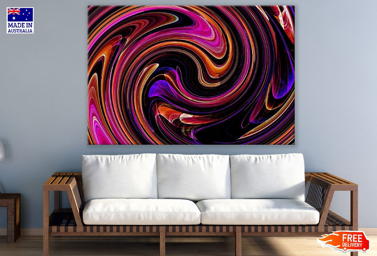 Pink Orange & Blue Curves Digital Abstract Design Print 100% Australian Made