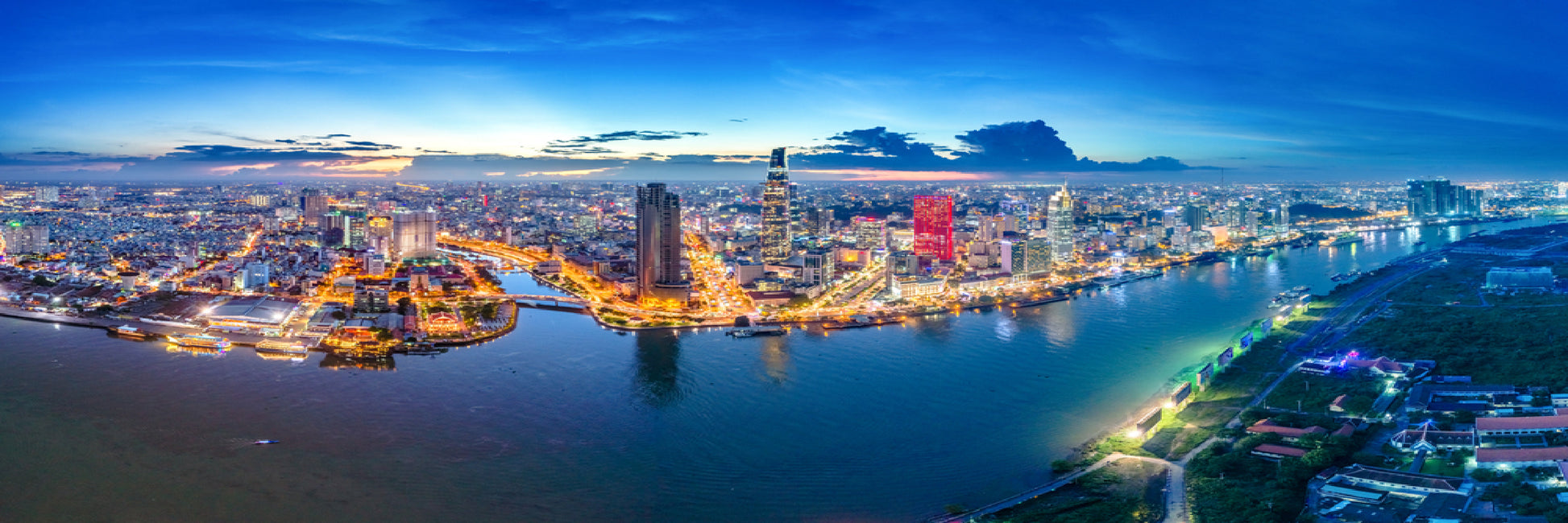 Panoramic Canvas Ho Chi Minh City Aerial View Photograph High Quality 100% Australian Made Wall Canvas Print Ready to Hang