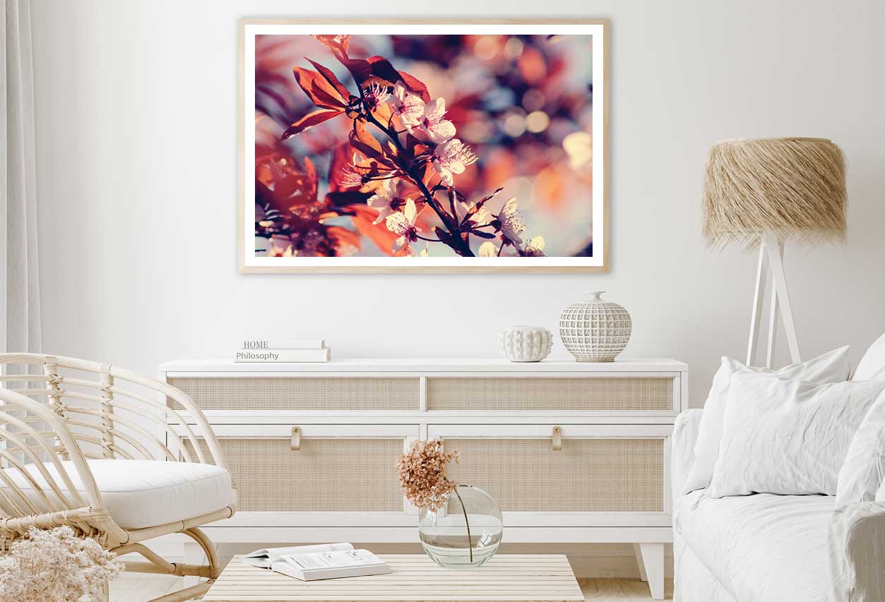 Cherry Blossoms with Leaves View Photograph Home Decor Premium Quality Poster Print Choose Your Sizes