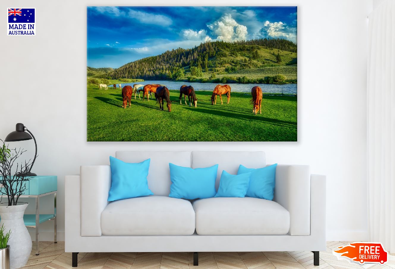 Horses Grazing Wyoming Photograph Print 100% Australian Made