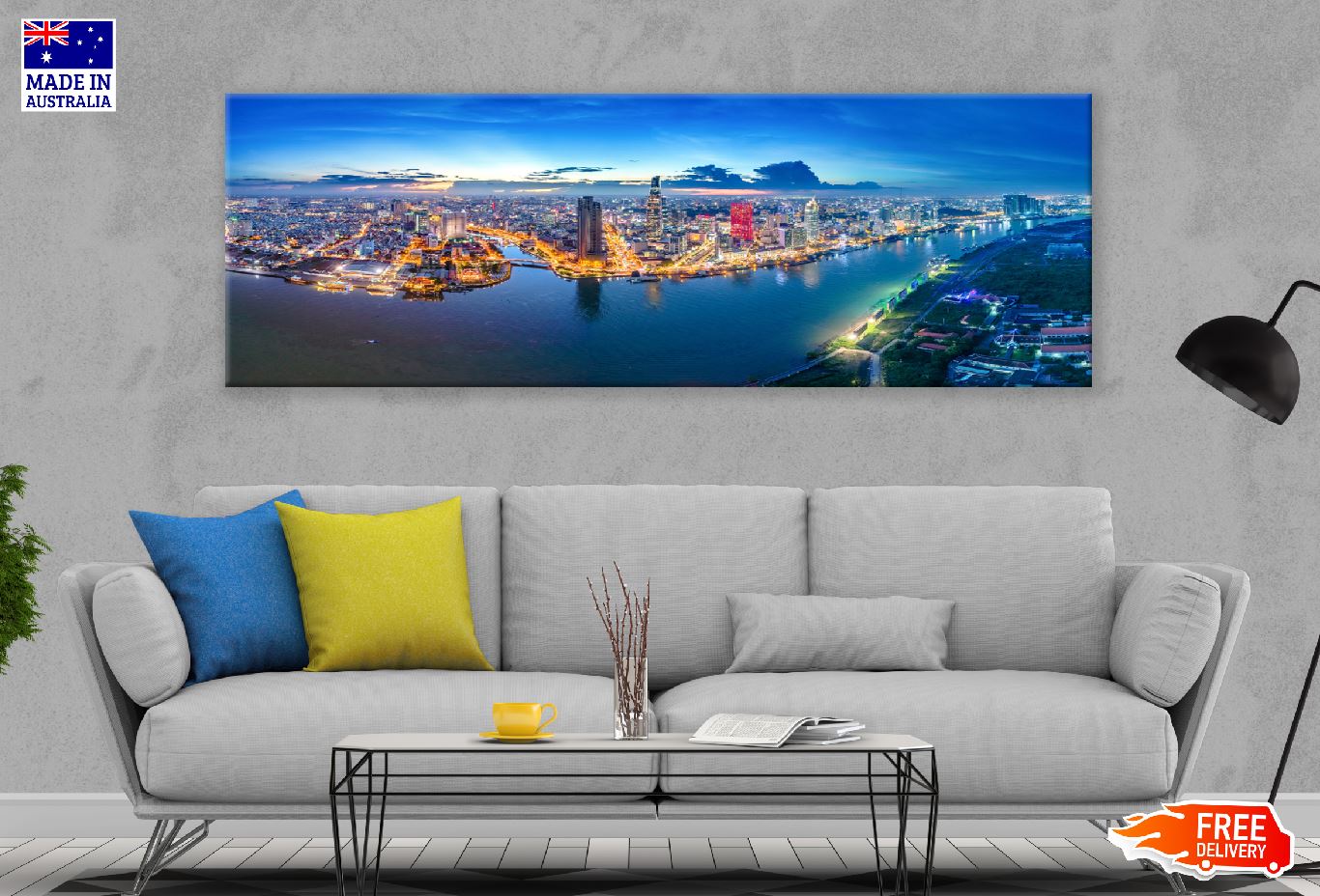 Panoramic Canvas Ho Chi Minh City Aerial View Photograph High Quality 100% Australian Made Wall Canvas Print Ready to Hang