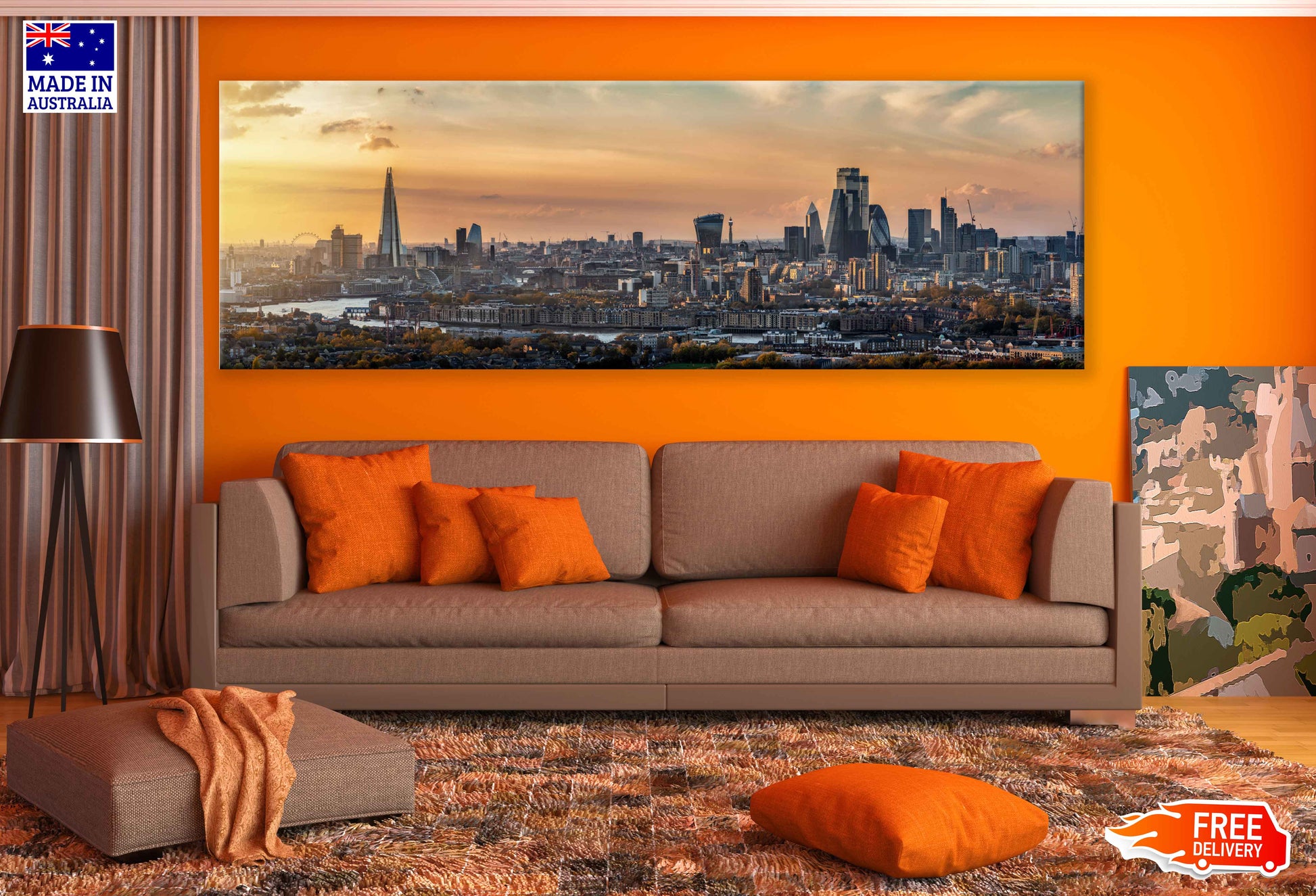 Panoramic Canvas London Sunset View Photograph High Quality 100% Australian Made Wall Canvas Print Ready to Hang