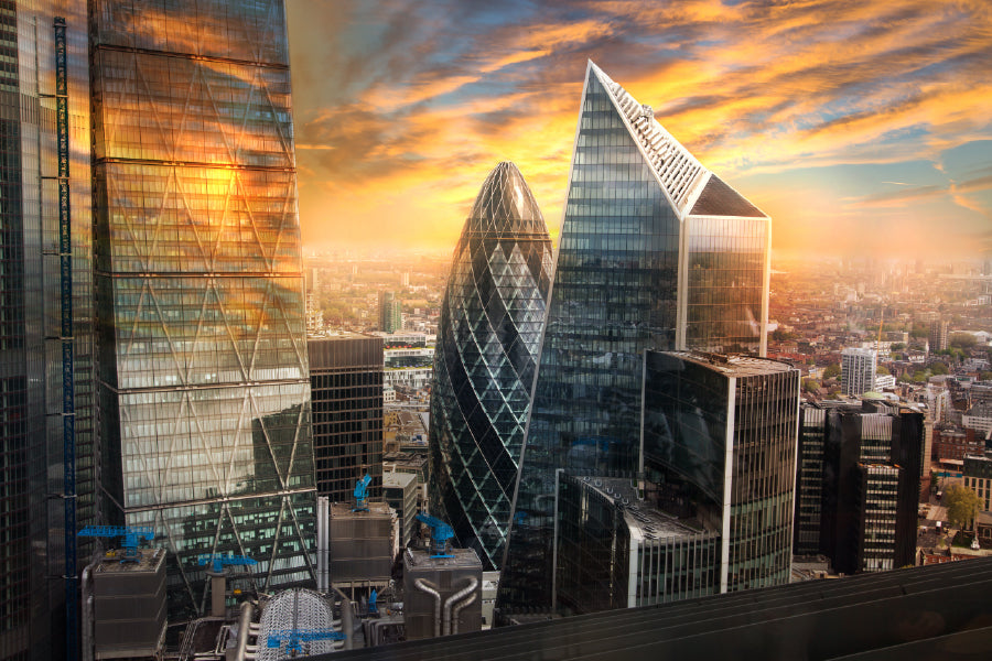 City of London Skyscrapers Sunset Photograph Home Decor Premium Quality Poster Print Choose Your Sizes