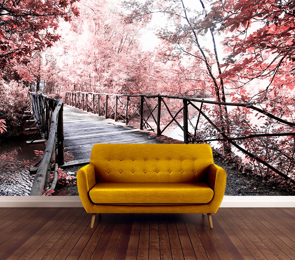 Wallpaper Murals Peel and Stick Removable Bridge & Forest High Quality