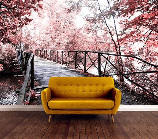 Wallpaper Murals Peel and Stick Removable Bridge & Forest High Quality