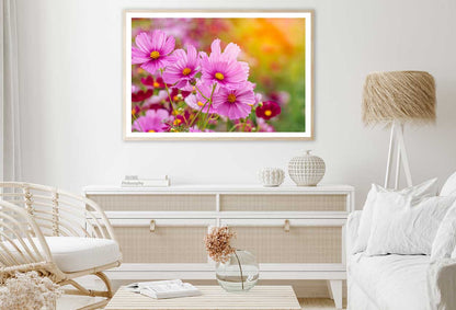 Pink Cosmos Flowers Closeup View Photograph Home Decor Premium Quality Poster Print Choose Your Sizes