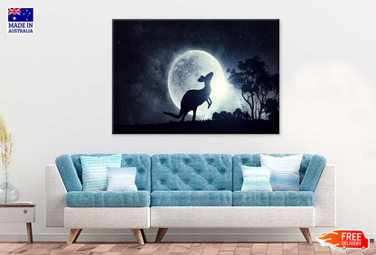 Full Moon Sky & Kangaroo View Photograph Print 100% Australian Made