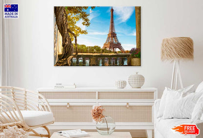 Eiffel Tower & Lake Balcony View Photograph Print 100% Australian Made