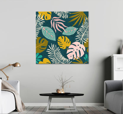 Square Canvas Tropical Leaves Pattern Vector Art High Quality Print 100% Australian Made