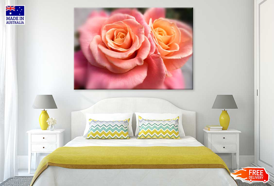 Rose Gold Flowers Closeup View Photograph Print 100% Australian Made