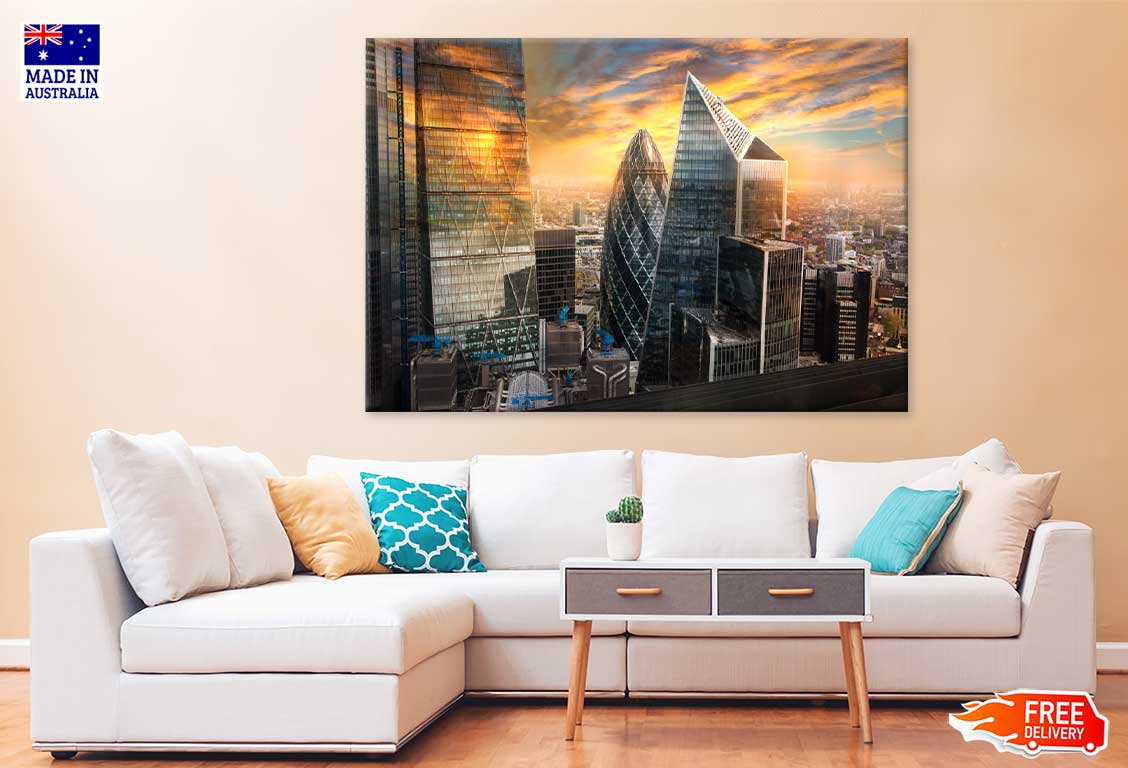 City of London Skyscrapers Sunset View Photograph Print 100% Australian Made