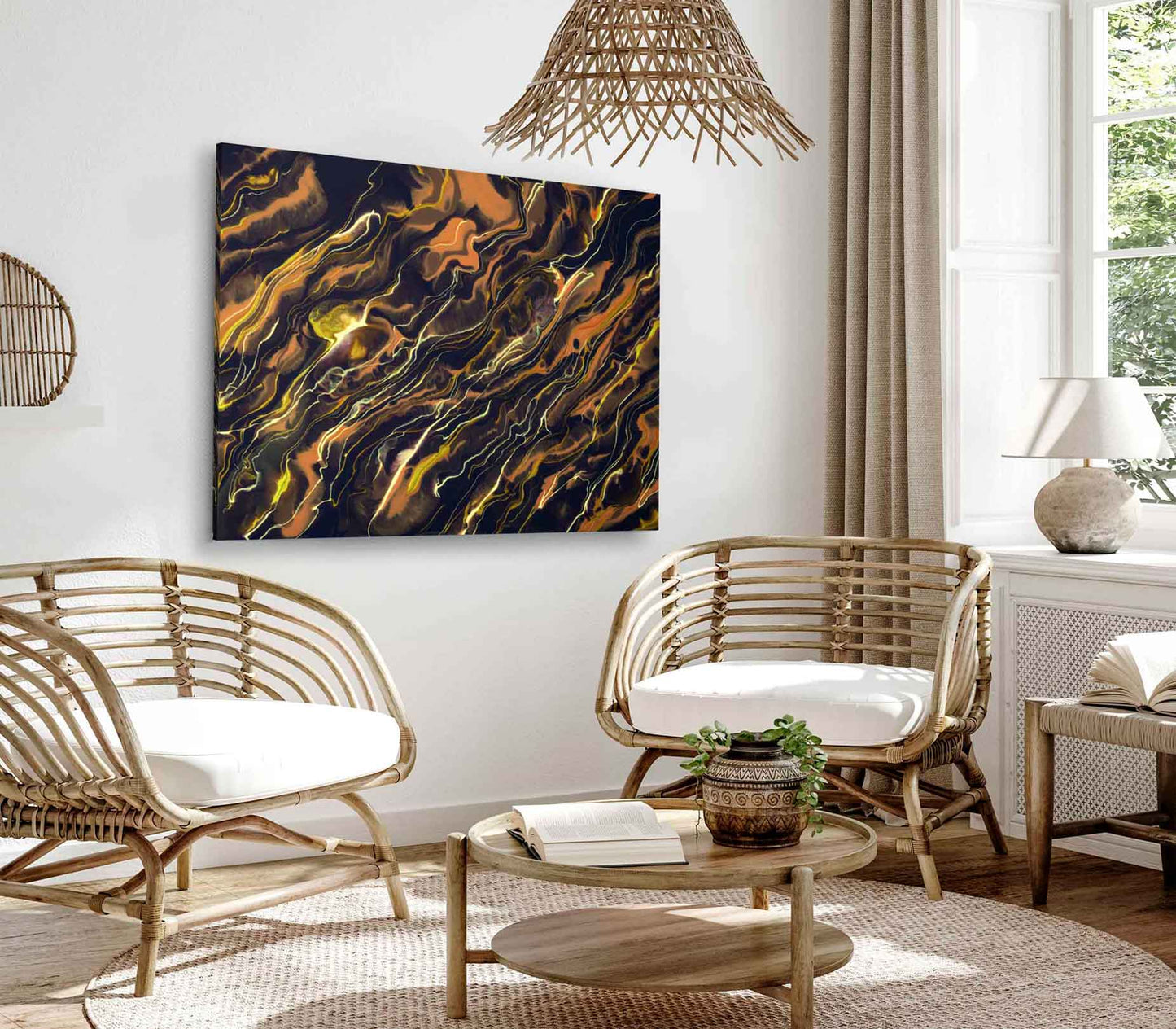 Bella Home Dark Brown Black Abstract Acrylic Print Canvas Ready to hang