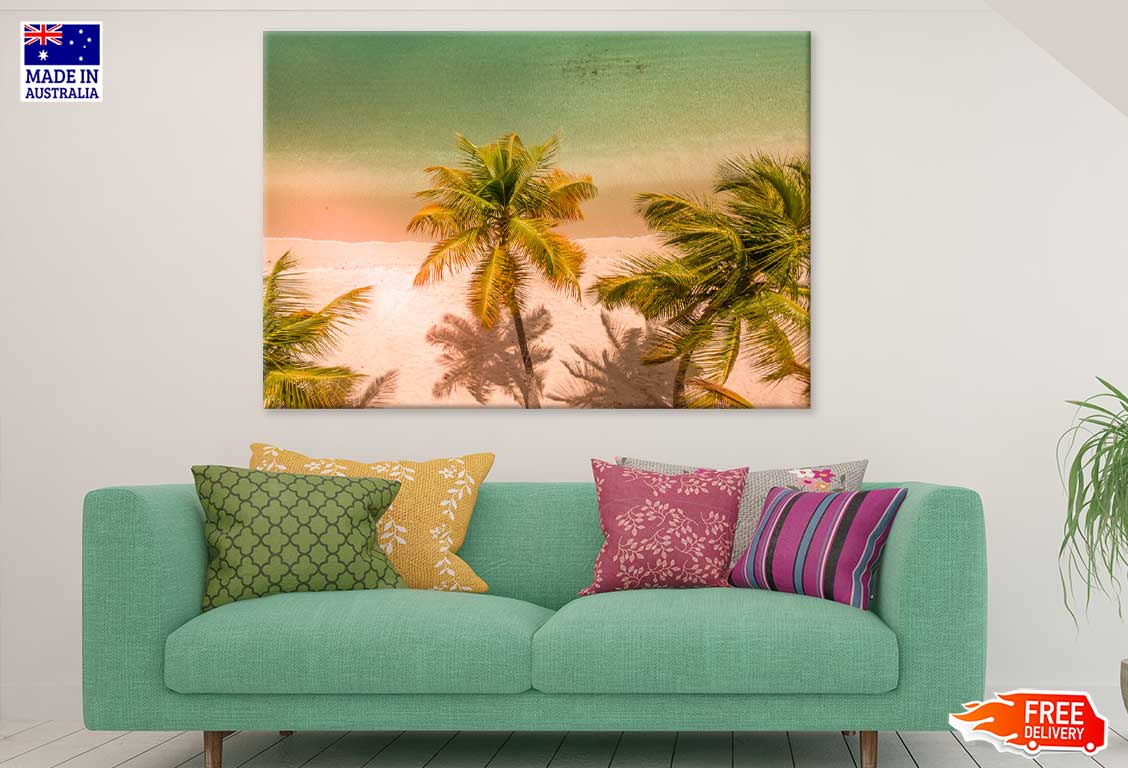 Palm Trees & Sandy Sea Aerial View Photograph Print 100% Australian Made