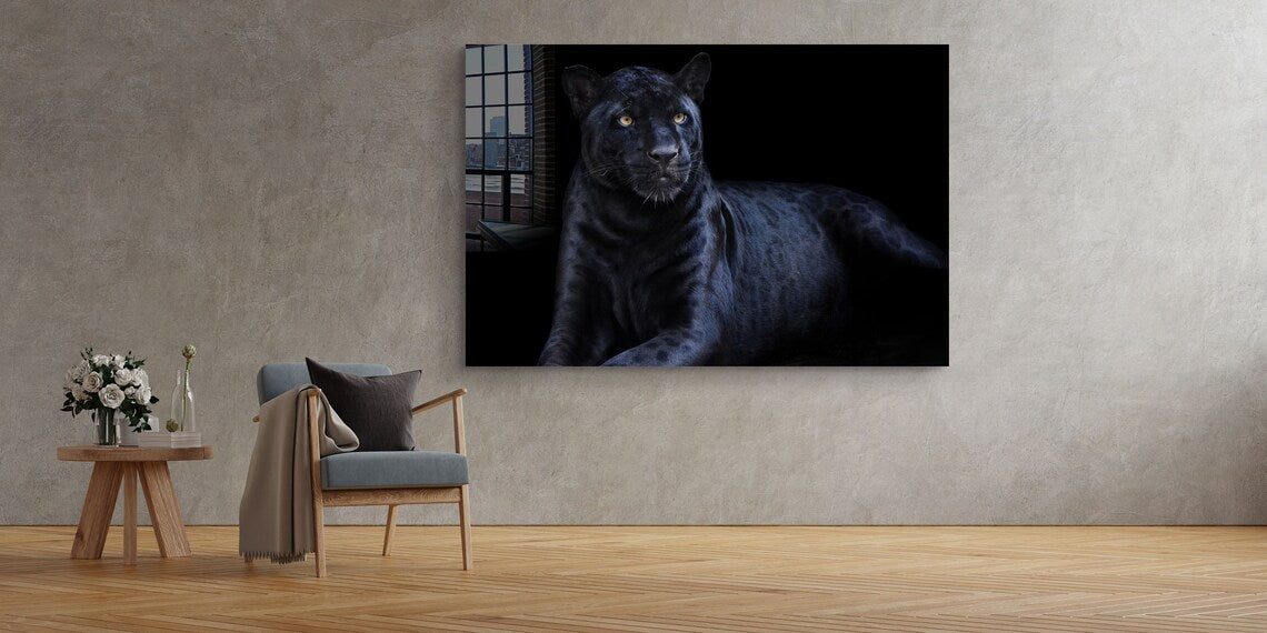 Black Panther Closeup Print Tempered Glass Wall Art 100% Made in Australia Ready to Hang