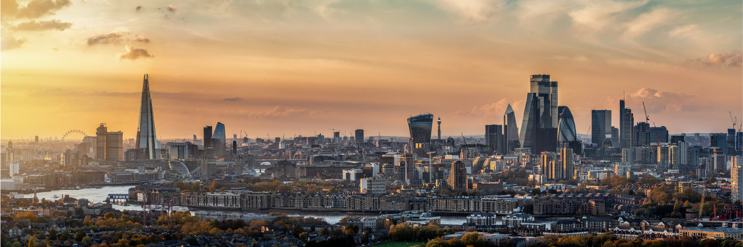 Panoramic Canvas London Sunset View Photograph High Quality 100% Australian Made Wall Canvas Print Ready to Hang