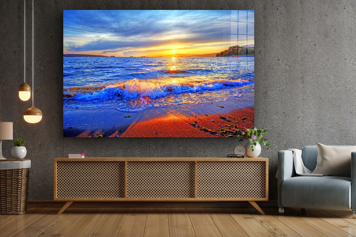 Seaside Cloudy Sky View Print Tempered Glass Wall Art 100% Made in Australia Ready to Hang