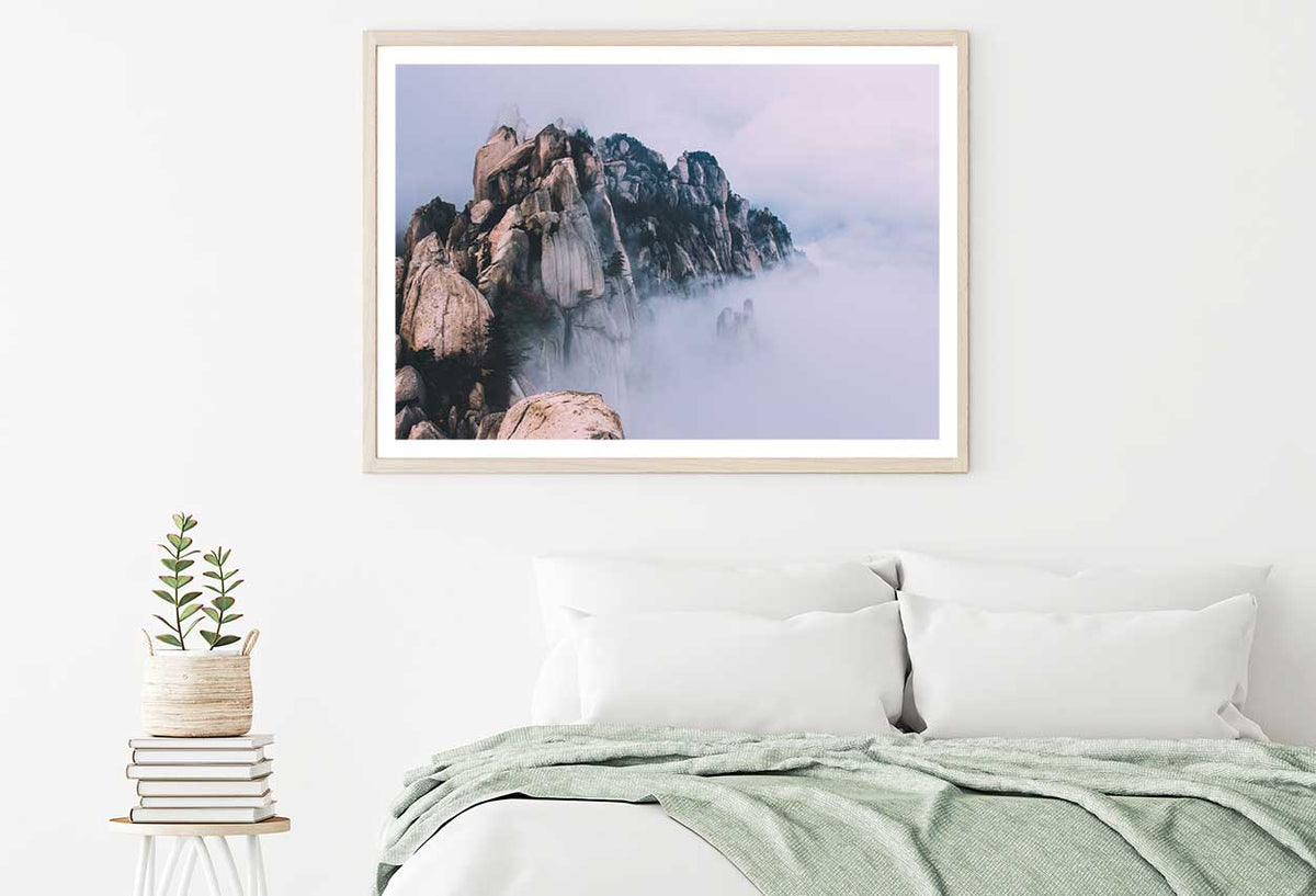 Foggy on Top of Mountain Scenery Photograph Home Decor Premium Quality Poster Print Choose Your Sizes