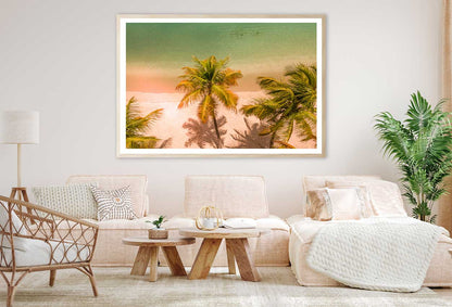 Palm Trees & Sandy Sea Aerial View Photograph Home Decor Premium Quality Poster Print Choose Your Sizes