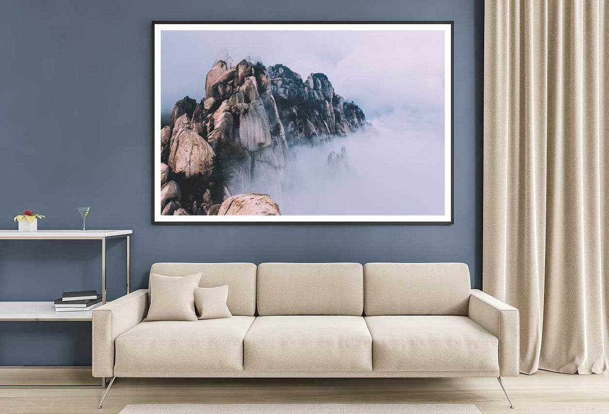 Foggy on Top of Mountain Scenery Photograph Home Decor Premium Quality Poster Print Choose Your Sizes