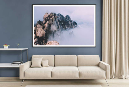 Foggy on Top of Mountain Scenery Photograph Home Decor Premium Quality Poster Print Choose Your Sizes