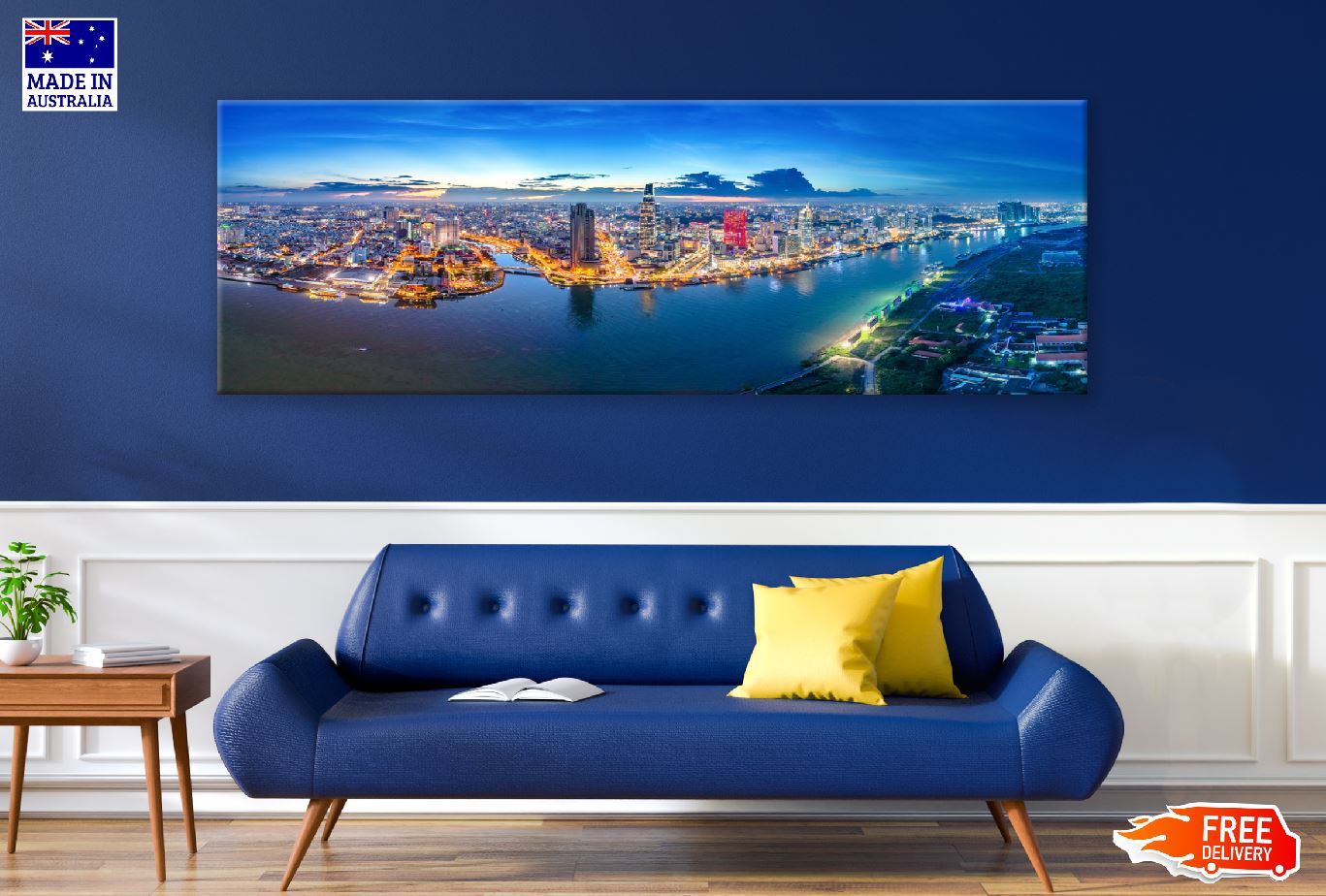 Panoramic Canvas Ho Chi Minh City Aerial View Photograph High Quality 100% Australian Made Wall Canvas Print Ready to Hang