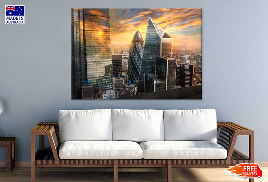 City of London Skyscrapers Sunset View Photograph Print 100% Australian Made