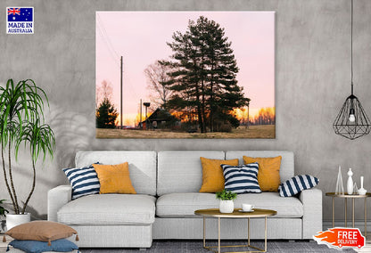 Large Trees Near House Sunset Photograph Print 100% Australian Made