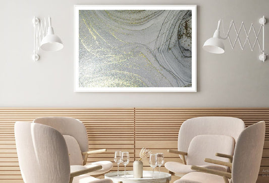 Grey & Gold Fluid Abstract Design Home Decor Premium Quality Poster Print Choose Your Sizes