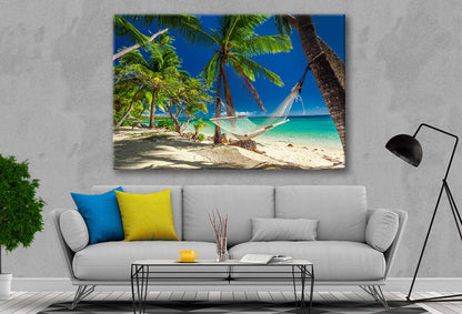 Bella Home Hammock Near Fiji Island Beach Print Canvas Ready to hang