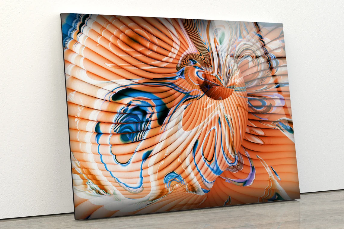 Orange & Blue Abstract Pattern Design Acrylic Glass Print Tempered Glass Wall Art 100% Made in Australia Ready to Hang