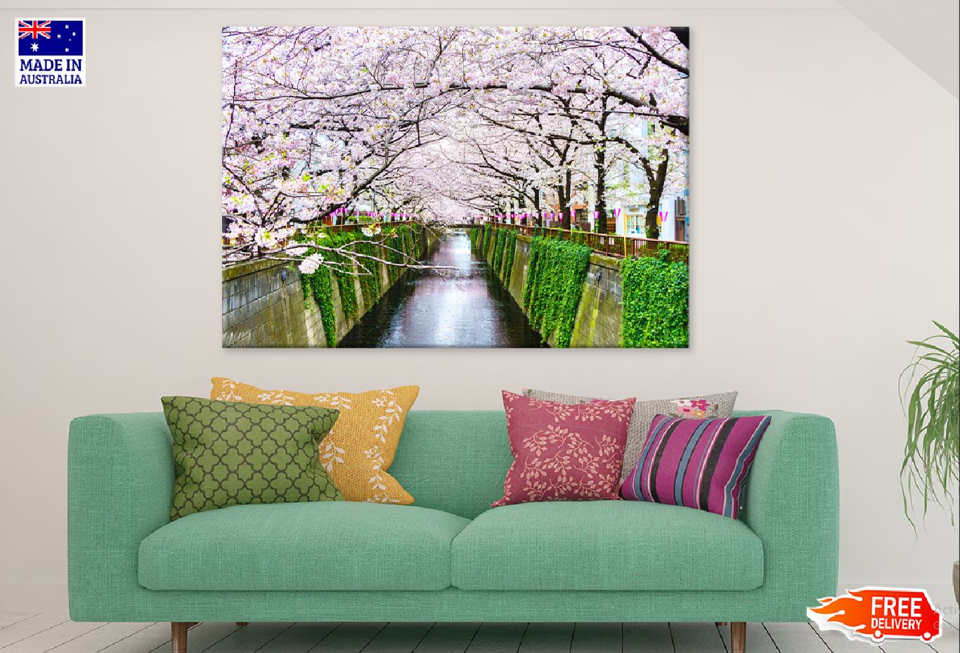 Cherry Blossoms Tree Meguro River Photograph Print 100% Australian Made