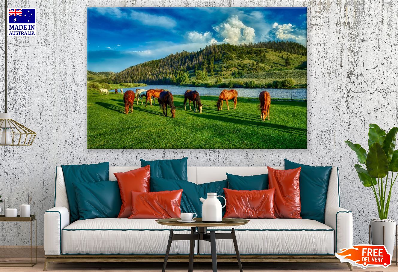 Horses Grazing Wyoming Photograph Print 100% Australian Made